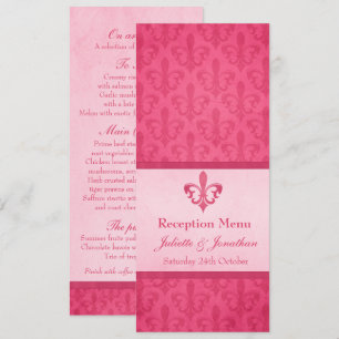 Invitation Menu de dîner de réception de mariage Pink Fleur D