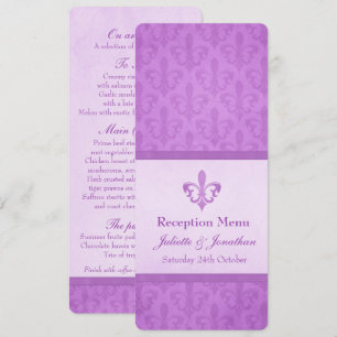 Invitation Menu de dîner de réception de mariage Purple Fleur