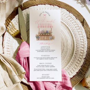 Invitation Menu de la Baby Shower Rose Fraîche Épousée