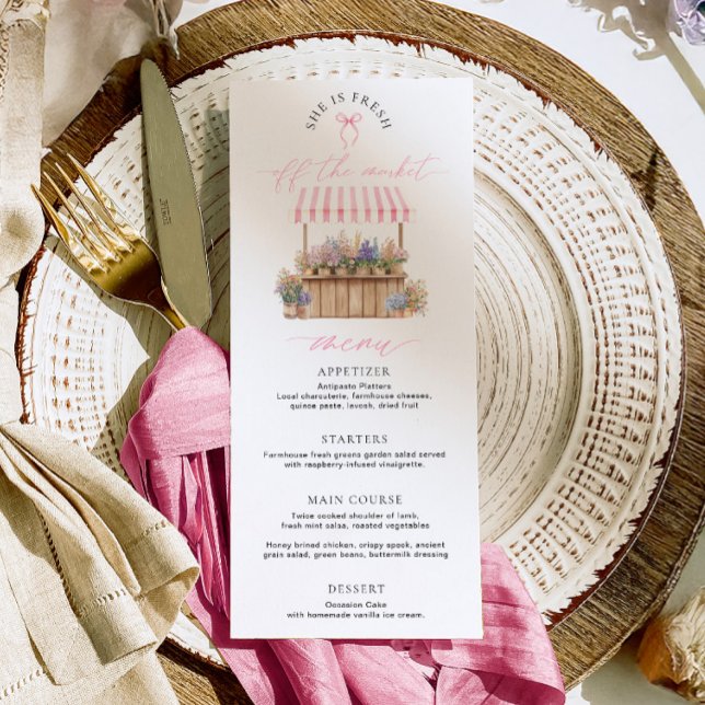 Invitation Menu de la Baby Shower Rose Fraîche Épousée (Créateur téléchargé)