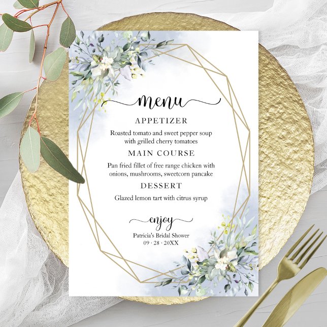 Invitation Menu de la douche de mariage géométrique verdure b (Créateur téléchargé)