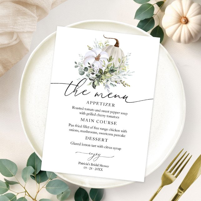 Invitation Menu de la douche de mariée automnale citrouille v (Créateur téléchargé)
