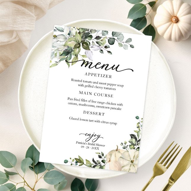 Invitation Menu de la douche de mariée automnale citrouille v (Créateur téléchargé)