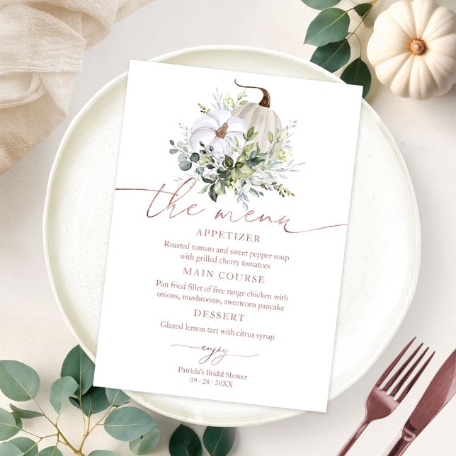 Invitation Menu de la douche de mariée automnale citrouille v (Créateur téléchargé)