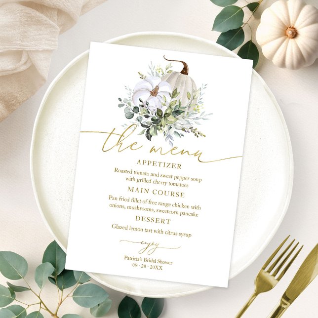 Invitation Menu de la douche de mariée automne citrouille ver (Créateur téléchargé)