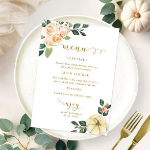 Invitation Menu de la douche de mariée Floral Pumpkin automne