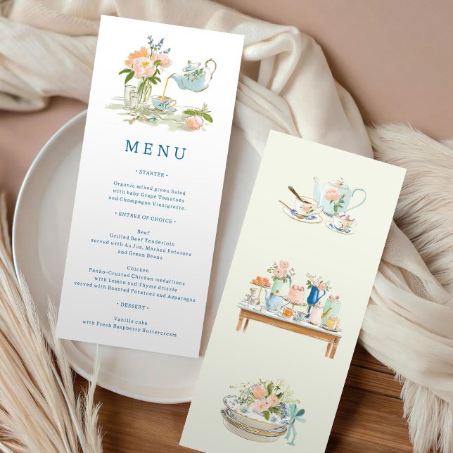 Invitation Menu de la fête de thé pour la mariée  (Créateur téléchargé)