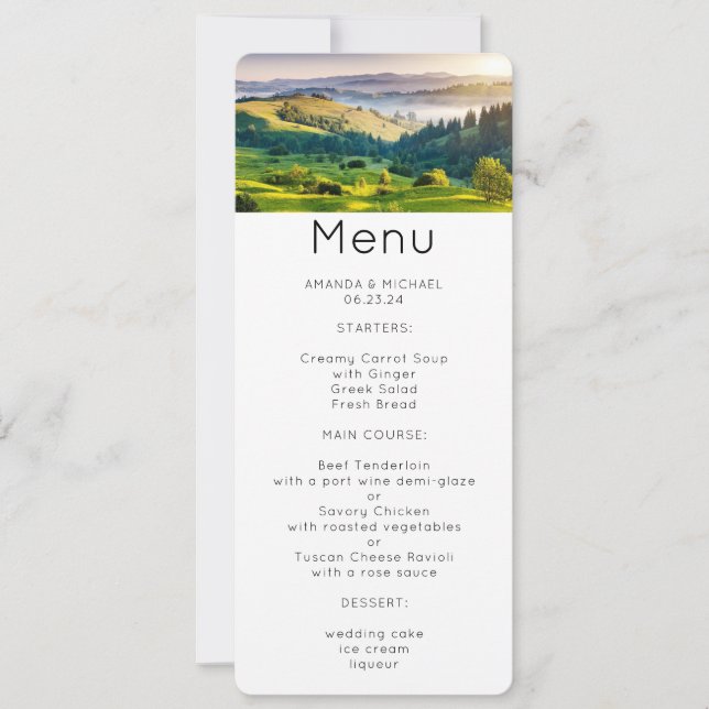Invitation Menu de la photo de paysage naturel des collines o (Devant)