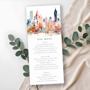 Invitation Menu de mariage à l'aquarelle de Chicago Illinois