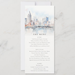 Invitation Menu de mariage à l'aquarelle de Détroit Michigan