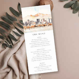 Invitation Menu de mariage à l'aquarelle de Salt Lake City, U