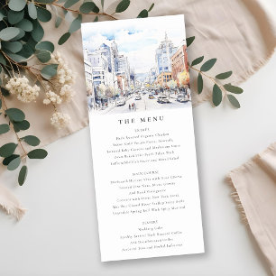 Invitation Menu de mariage à l'aquarelle du paysage d'Omaha N