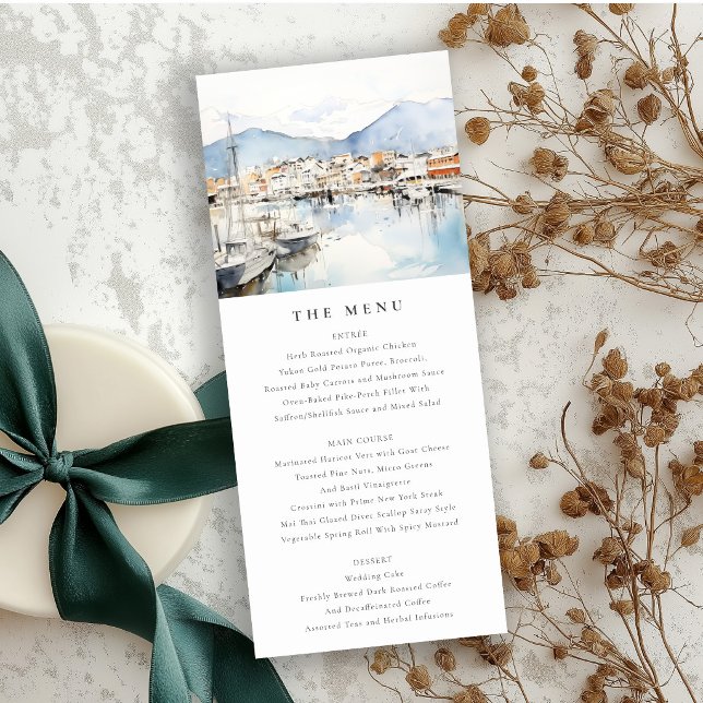 Invitation Menu de mariage à l'aquarelle d'Ushuaia, Argentine (Créateur téléchargé)