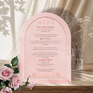 Invitation Menu de mariage à l'arche en relief rose carmin