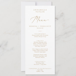 Invitation Menu de mariage avec nom de l'invité en or délicat