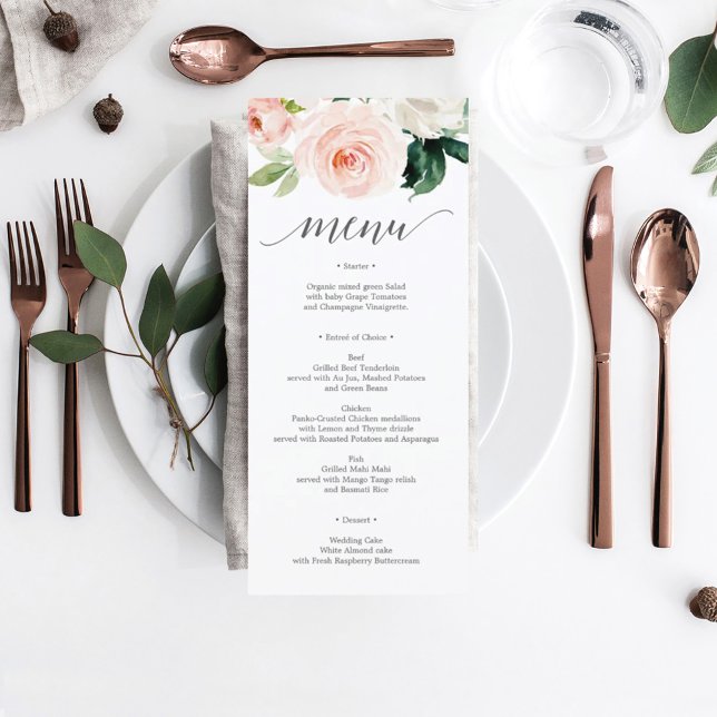 Invitation Menu de mariage Blushing Blooms ou Menu de Baby Sh (Créateur téléchargé)