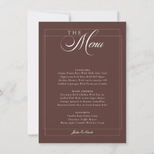 Invitation Menu de mariage classique Choco Brown Ivory Callig