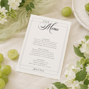 Invitation Menu de mariage classique noir ivoire blanc callig
