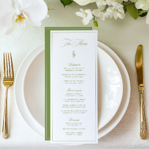 Invitation Menu de mariage de jardin élégant vintage vert sau