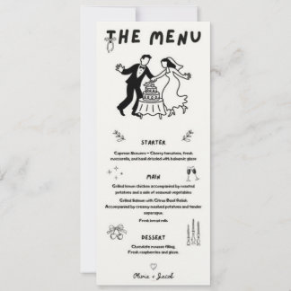 Invitation Menu de mariage – Douce union