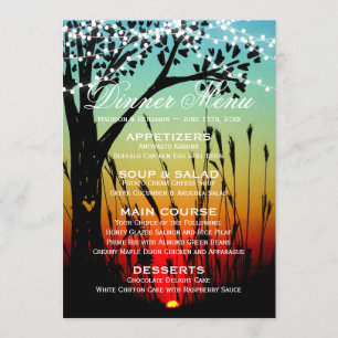 Invitation Menu de mariage du dîner de coucher de soleil avec