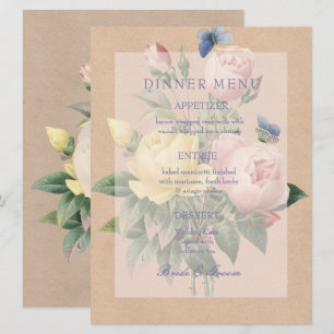 Invitation Menu de mariage du jardin de roses anglaises