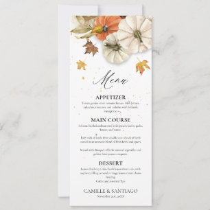 Invitation Menu de mariage élégant d'automne