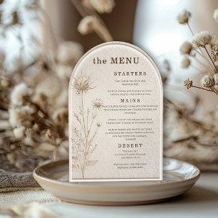 Invitation Menu de mariage élégant neutre en ivoire avec arch