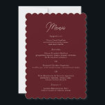Invitation Menu de mariage en bordure festonnée Burgundy Mood<br><div class="desc">Menu de mariage en bordure festonnée burgundy moody rose poudrée parfait pour les réceptions d'automne, un design minimaliste élégant et raffiné avec des bords découpés pour les couples modernes romantiques qui aiment l'esthétique sophistiquée et les détails subtils, idéal pour les mariages d'octobre ou novembre avec une atmosphère de tablescape cohérente...</div>