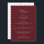 Invitation Menu de mariage en bordure festonnée Burgundy Mood<br><div class="desc">Menu de mariage en bordure festonnée burgundy moody rose poudrée parfait pour les réceptions d'automne, un design minimaliste élégant et raffiné avec des bords découpés pour les couples modernes romantiques qui aiment l'esthétique sophistiquée et les détails subtils, idéal pour les mariages d'octobre ou novembre avec une atmosphère de tablescape cohérente...</div>