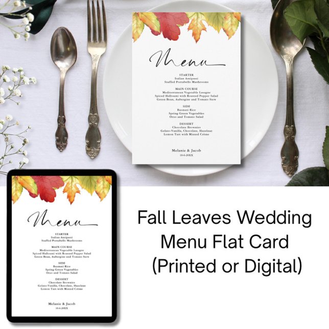 Invitation Menu de mariage Feuilles d'Automne (Créateur téléchargé)