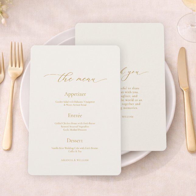 Invitation Menu de mariage ivoire avec calligraphie élégante (Créateur téléchargé)