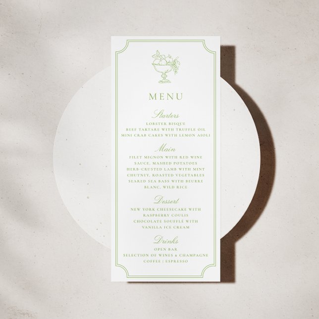 Invitation Menu de mariage moderne avec double cadre vert cit (Créateur téléchargé)