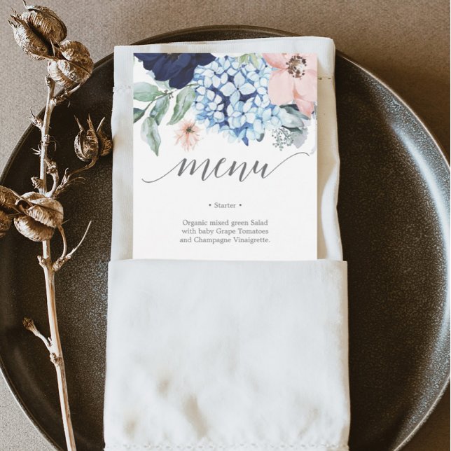 Invitation Menu de mariage Navy Blooms ou menu de douche de m (Créateur téléchargé)