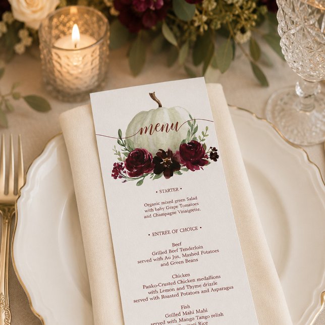 Invitation Menu de mariage ou douche d'automne avec citrouill (Créateur téléchargé)