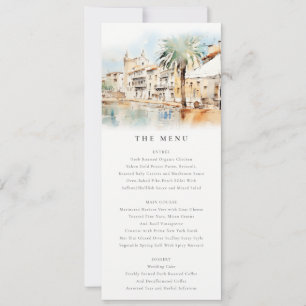 Invitation Menu de mariage paysage aquarelle de Majorque Espa