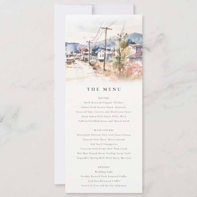 Invitation Menu de mariage paysage d'Asheville, Caroline du N (Devant)
