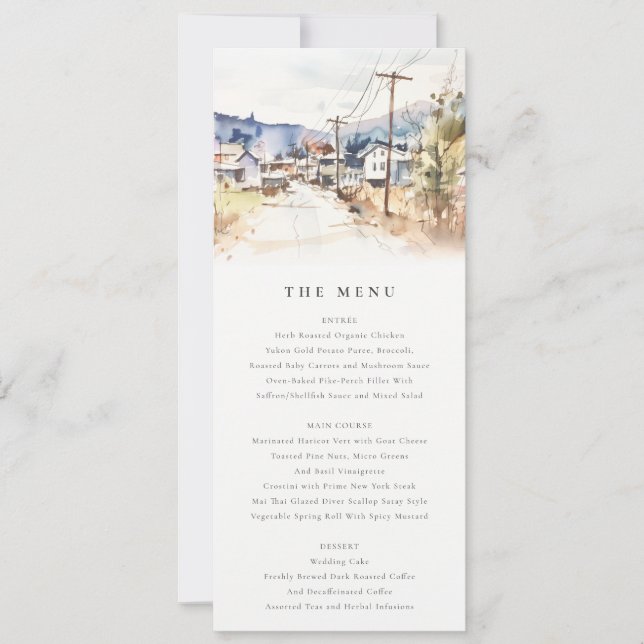 Invitation Menu de mariage paysage d'Asheville, Caroline du N (Devant)
