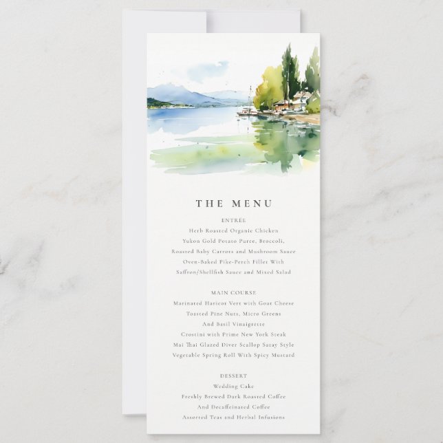 Invitation Menu de mariage paysage du lac Léman Suisse  (Devant)