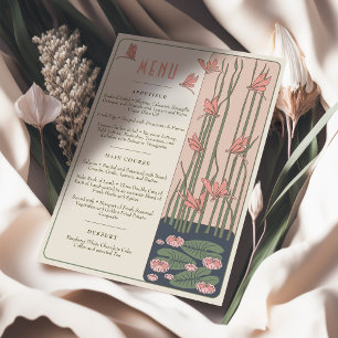 Invitation Menu de mariage rose Rêves victoriens Libellules