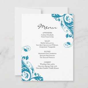 Invitation Menu de mariage sarcelle