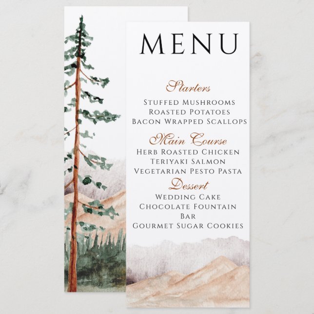 Invitation Menu de Mountain View (Devant / Derrière)