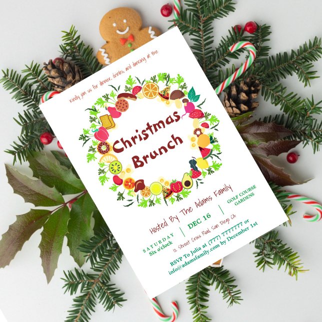 Invitation Menu de Noël de Fruits & Légumes Frais (Créateur téléchargé)
