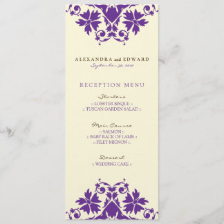 Invitation Menu de Réception de Mariage avec Timbre Décoratif