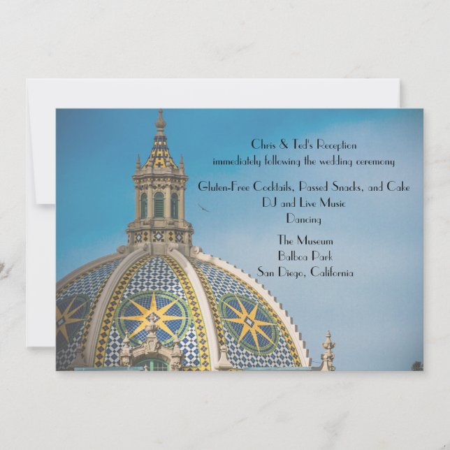 Invitation Menu de réception du Balboa Park San Diego Mosaic  (Devant)