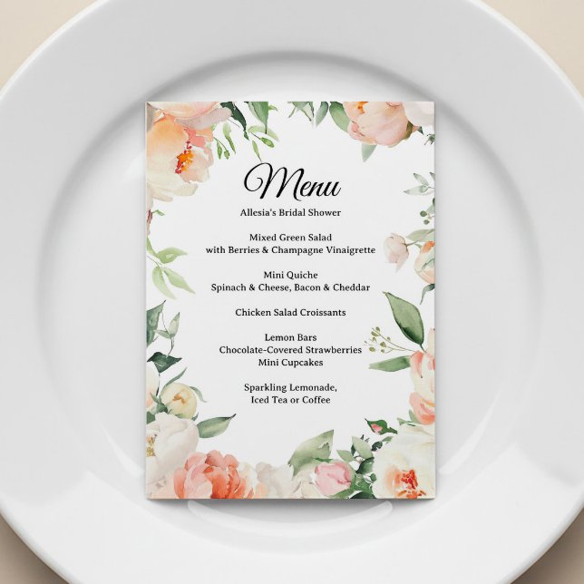 Invitation Menu de salle à manger de mariage floral imprimabl (Créateur téléchargé)