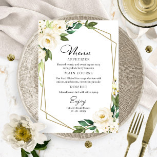 Invitation Menu de salle de bain de mariage géométrique verdu