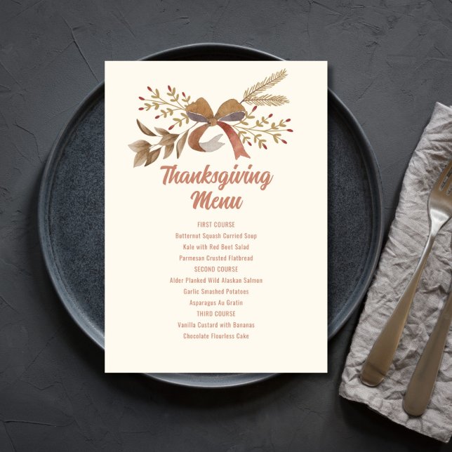Invitation Menu de Thanksgiving imprimable (Créateur téléchargé)