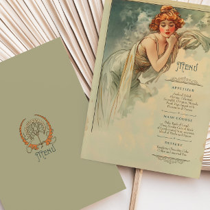 Invitation Menu Dîner Art Nouveau Mariage