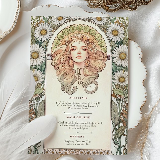 Invitation Menu Dîner Art Nouveau Mariage (Créateur téléchargé)